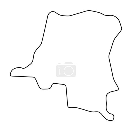República Democrática del Congo país mapa simplificado. Contorno delgada contorno negro. Icono de vector simple
