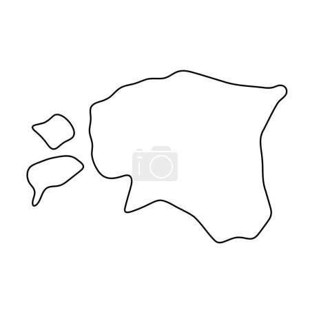Estonia country simplified map. Thin black outline contour. Simple vector icon