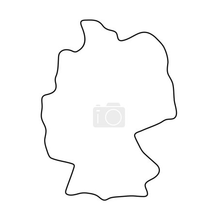 Germany country simplified map. Thin black outline contour. Simple vector icon