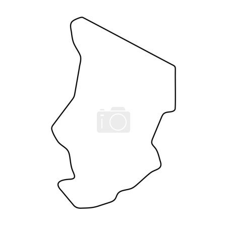 Tchad carte simplifiée. contour mince contour noir. Icône vectorielle simple