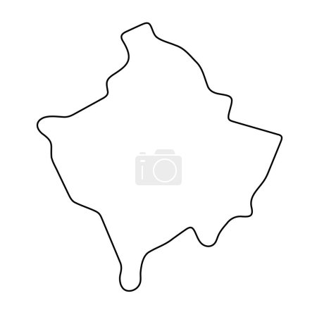 Kosovo country simplified map. Thin black outline contour. Simple vector icon