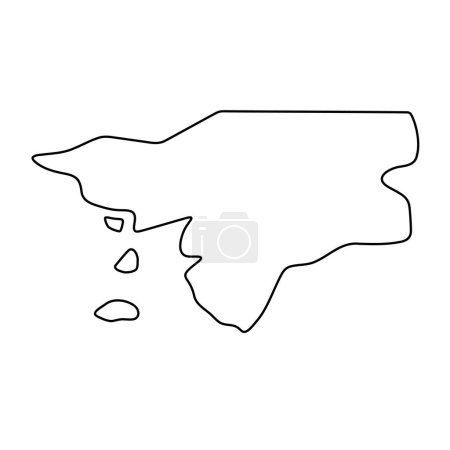 Carte simplifiée du pays Guinée-Bissau. contour mince contour noir. Icône vectorielle simple