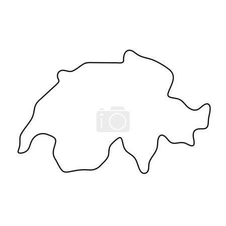 Switzerland country simplified map. Thin black outline contour. Simple vector icon