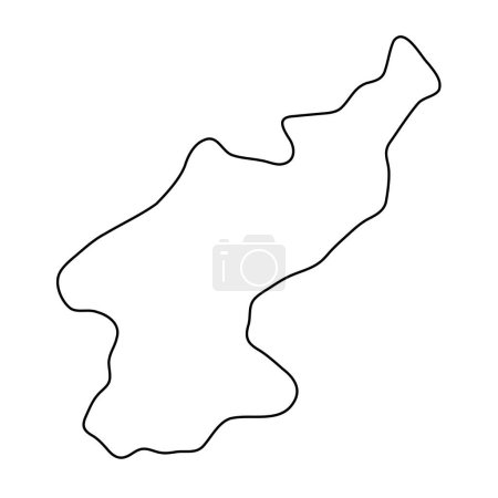 Corée du Nord carte simplifiée. contour mince contour noir. Icône vectorielle simple