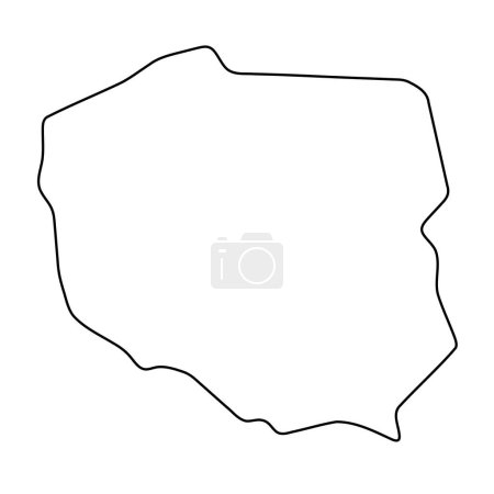 Polen Land vereinfachte Karte. Dünne schwarze Umrisse. Einfaches Vektorsymbol