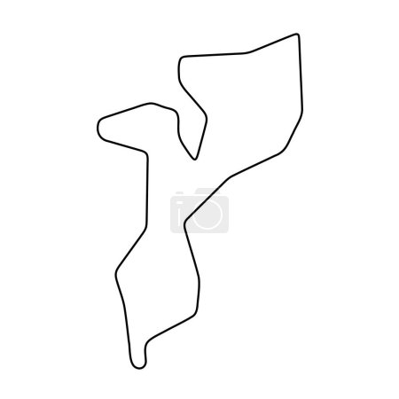 Mozambique country simplified map. Thin black outline contour. Simple vector icon