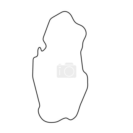 Qatar country simplified map. Thin black outline contour. Simple vector icon