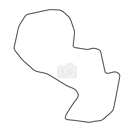 Paraguay country simplified map. Thin black outline contour. Simple vector icon