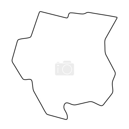 Suriname country simplified map. Thin black outline contour. Simple vector icon