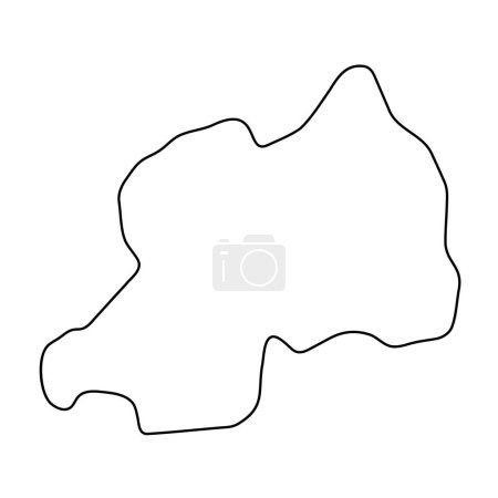 Rwanda país mapa simplificado. Contorno delgada contorno negro. Icono de vector simple