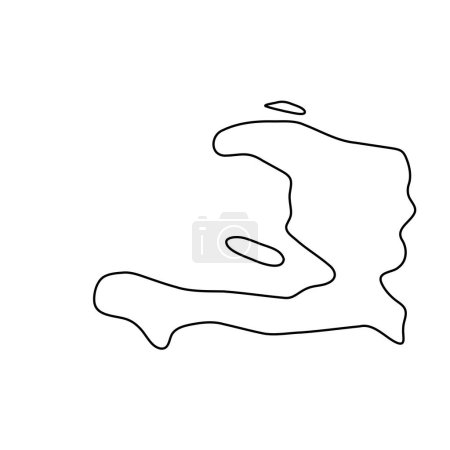 Haiti country simplified map. Thin black outline contour. Simple vector icon
