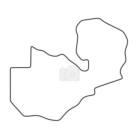 Zambia country simplified map. Thin black outline contour. Simple vector icon
