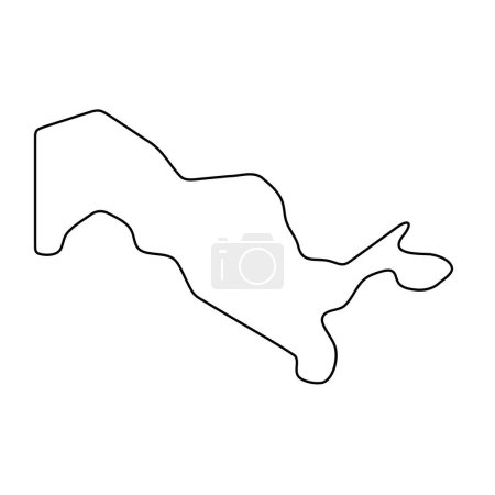 Uzbekistan country simplified map. Thin black outline contour. Simple vector icon