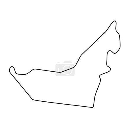United Arab Emirates country simplified map. Thin black outline contour. Simple vector icon