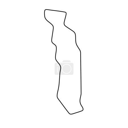 Togo country simplified map. Thin black outline contour. Simple vector icon