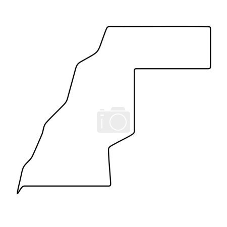 Western Sahara country simplified map. Thin black outline contour. Simple vector icon