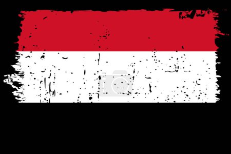 Jemen-Flagge - Vektorfahne mit stylischem Scratch-Effekt und schwarzem Grunge-Rahmen.
