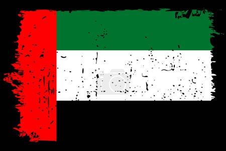 United Arab Emirates flag - vector flag with stylish scratch effect and black grunge frame.