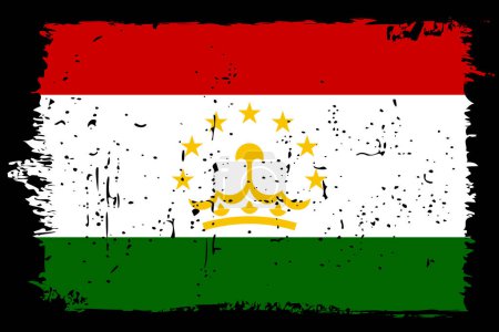 Tajikistan flag - vector flag with stylish scratch effect and black grunge frame.