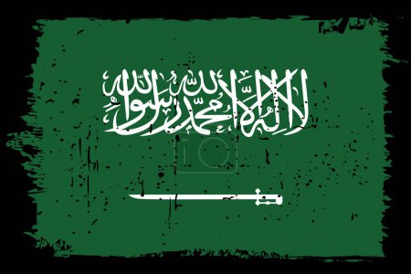 Drapeau Arabie Saoudite - drapeau vectoriel avec effet rayure élégant et cadre grunge noir.