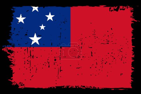 Samoa flag - vector flag with stylish scratch effect and black grunge frame.