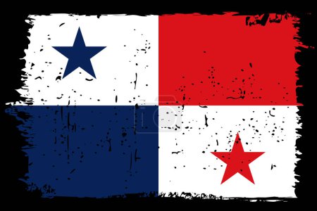 Panama flag - vector flag with stylish scratch effect and black grunge frame.