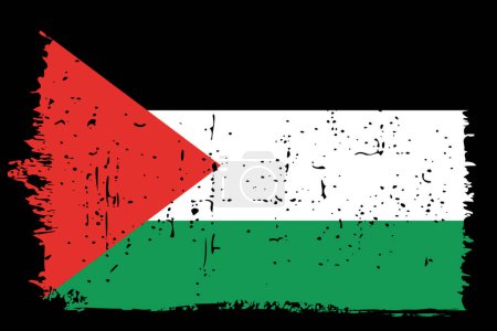 Palästina-Flagge - Vektorfahne mit stylischem Scratch-Effekt und schwarzem Grunge-Rahmen.