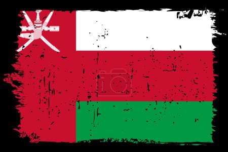 Oman Flagge - Vektorfahne mit stylischem Scratch-Effekt und schwarzem Grunge-Rahmen.