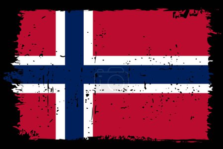 Bandera de Noruega - bandera vectorial con efecto de arañazo elegante y marco grunge negro.