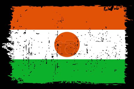 Niger flag - vector flag with stylish scratch effect and black grunge frame.