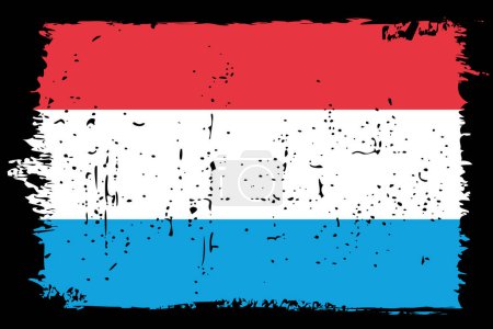 Luxemburger Flagge - Vektorfahne mit stylischem Scratch-Effekt und schwarzem Grunge-Rahmen.