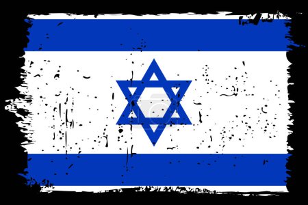 Israel flag - vector flag with stylish scratch effect and black grunge frame.