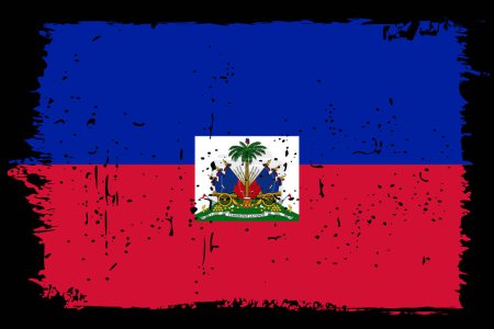 Haiti flag - vector flag with stylish scratch effect and black grunge frame.