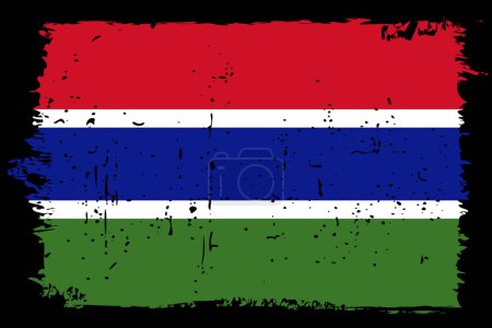 Gambia flag - vector flag with stylish scratch effect and black grunge frame.