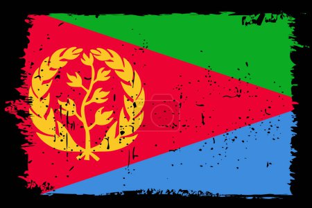 Eritrea flag - vector flag with stylish scratch effect and black grunge frame.