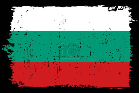 Bandera de Bulgaria - bandera vectorial con efecto de arañazo elegante y marco grunge negro.