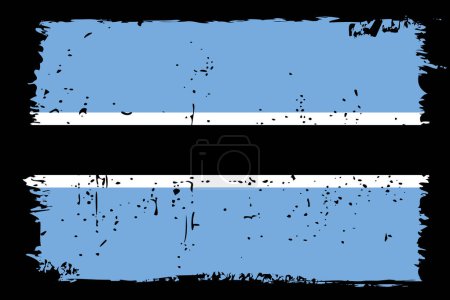 Botswana Flagge - Vektorfahne mit stylischem Scratch-Effekt und schwarzem Grunge-Rahmen.