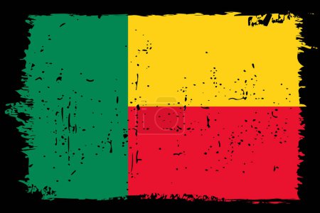 Benin flag - vector flag with stylish scratch effect and black grunge frame.