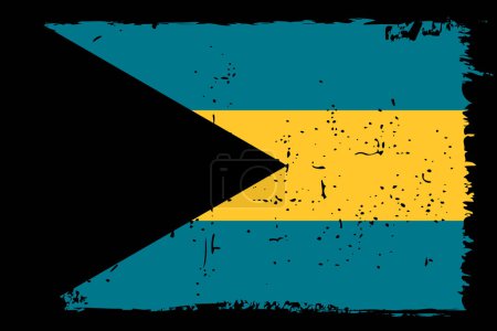 Bahamas flag - vector flag with stylish scratch effect and black grunge frame.