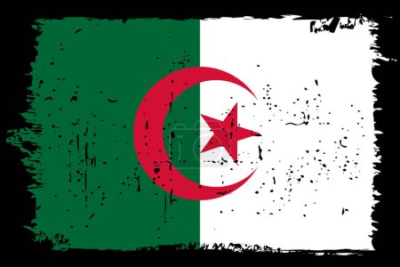 Drapeau Algérie - drapeau vectoriel avec effet scratch élégant et cadre grunge noir.