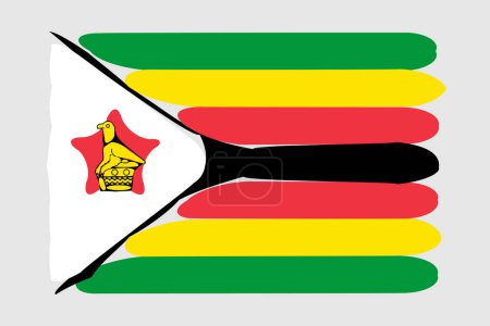 Drapeau du Zimbabwe - illustration vectorielle de dessin peint. Style de brosse vectorielle