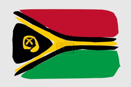 Bandera de Vanuatu - ilustración vectorial de diseño pintado. Estilo cepillo vectorial
