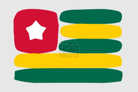 Togo flag - painted design vector illustration. Vector brush style