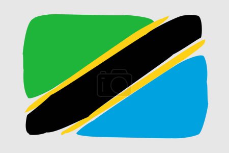 Bandera de Tanzania - ilustración vectorial de diseño pintado. Estilo cepillo vectorial