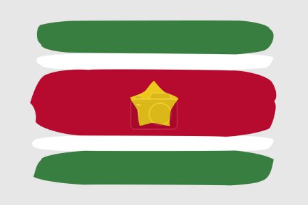 Bandera de Surinam - ilustración vectorial de diseño pintado. Estilo cepillo vectorial