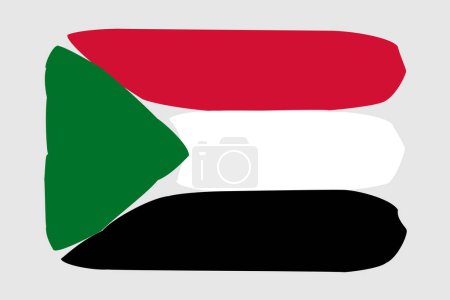 Sudan Flagge - gemalte Designvektorillustration. Vektor-Pinselstil