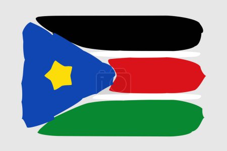 Drapeau Soudan du Sud illustration vectorielle de conception peinte. Style de brosse vectorielle