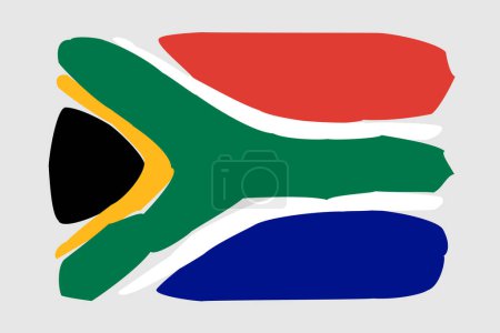 South Africa flag - painted design vector illustration. Vector brush style