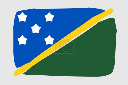 Bandera de las Islas Salomón - ilustración vectorial de diseño pintado. Estilo cepillo vectorial