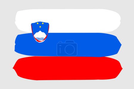 Slovenia flag - painted design vector illustration. Vector brush style